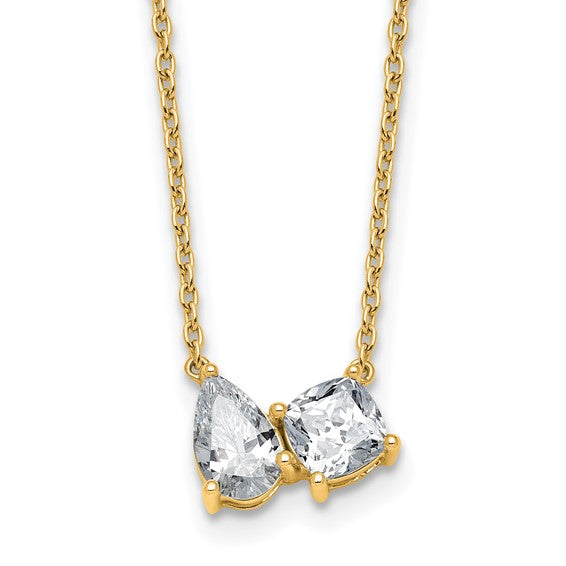 JACQUELINE - Two-Stone Pear and Round Diamond Necklace II